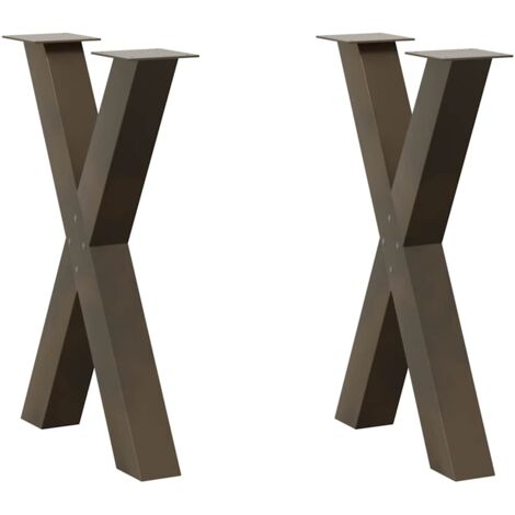 Pieds de table à manger en forme de X, 2 pièces, acier naturel, 50 x (72-73) cm vidaXL