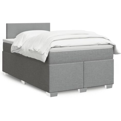 vidaXL Sommier à lattes de lit avec matelas Gris clair 120x200cm Tissu