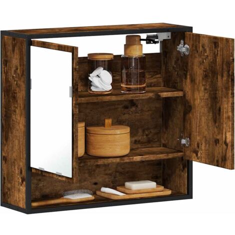 vidaXL Bathroom Mirror Cabinet Smoked Oak 65x20x60 cm Engineered Wood