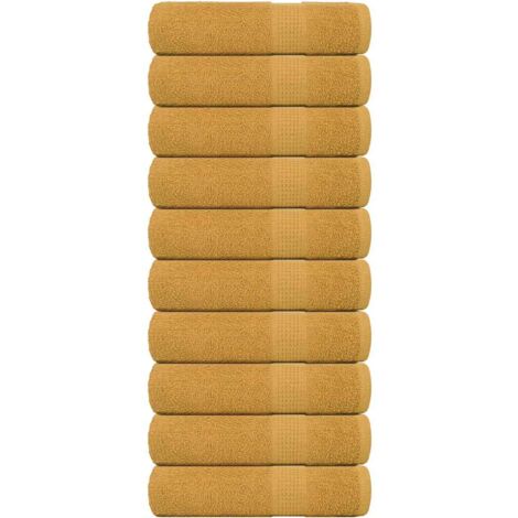 vidaXL Serviettes de douche 10 pcs doré 70x140 cm 360 g/m² 100% coton