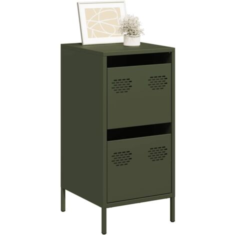Buffet vert olive 35x39x73,5 cm acier laminé à froid vidaXL (1/5)