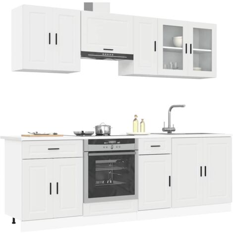 Ensemble d'armoires cuisine 8pcs Kalmar blanc bois d'ingénierie vidaXL