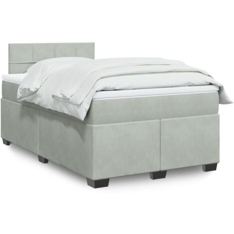 vidaXL Sommier à lattes de lit et matelas Gris clair 120x200cm Velours