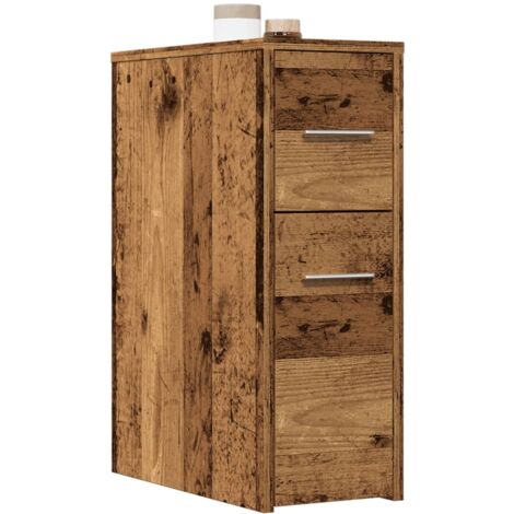 vidaXL Narrow Bathroom Cupboard with Wheels Old Wood Engineered Wood