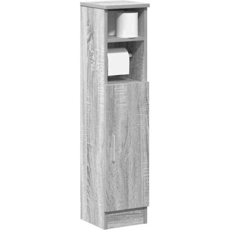 Vidaxl – Meuble de salle de bain sonoma gris 20,5 x 22 x 90 cm – Bois d'ingénierie – Avec porte-rouleau – Capacité 60 kg