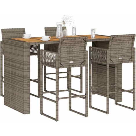 vidaXL Ensemble de bar de jardin 5 pcs sans coussins gris poly rotin