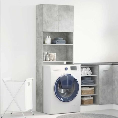 vidaXL Meuble de machine à laver gris béton bois d'ingénierie