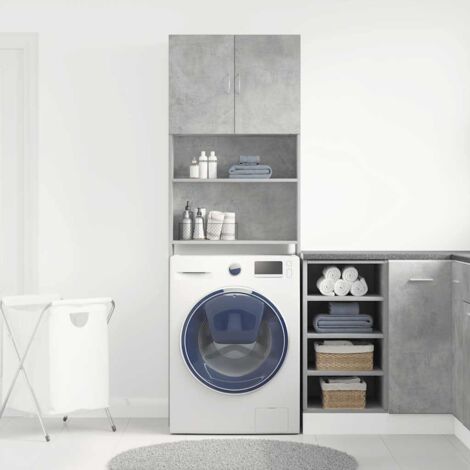 vidaXL Meuble de machine à laver gris béton bois d'ingénierie