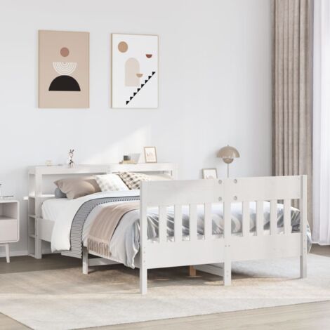 vidaXL Cadre de lit sans matelas blanc 150x200 cm bois de pin massif (1/5)