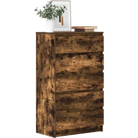 Vidaxl – Commode chêne fumé 60x36x103 cm – Bois d'ingénierie – 5 tiroirs spacieux – Résistance à l'humidité et surface lisse (1/7)