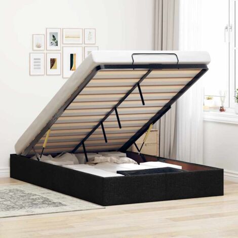 vidaXL Cadre de lit ottoman sans matelas noir 120x190 cm tissu