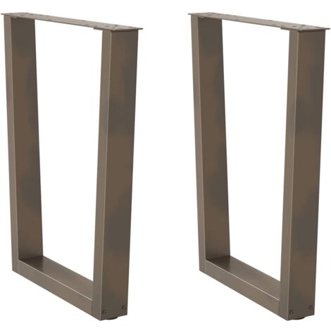 vidaXL Pieds de table à manger en forme de V, 2 pièces, acier naturel, 60 x (72-73,3) cm