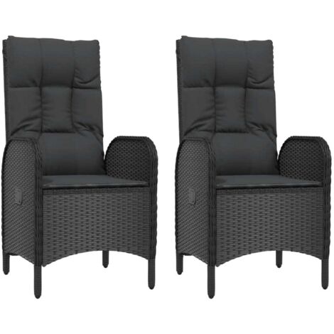 vidaXL Chaises d'extérieur lot de 2 Résine tressée Noir (1/5)