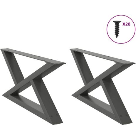 vidaXL Pieds de table basse 2 pièces Anthracite 70 x (30-31,3) cm Acier