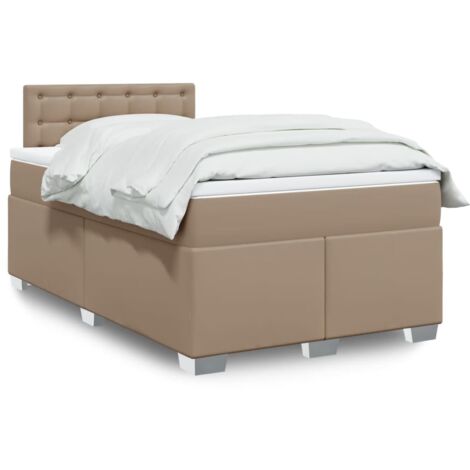 vidaXL Sommier à lattes de lit matelas cappuccino 120x190cm similicuir (1/5)