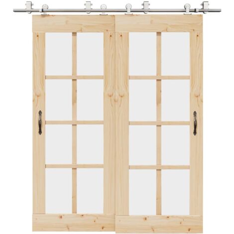 Vidaxl – Kit de fixation pour porte coulissante 200 cm – Acier inoxydable – Roulements à billes pour coulissement silencieux – Butées de porte incluses (1/5)