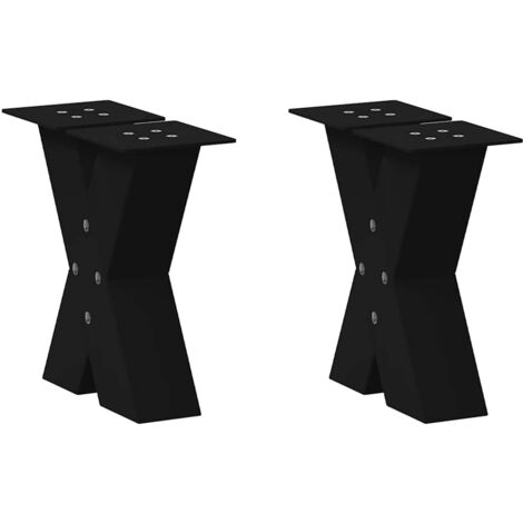 vidaXL Coffee Table Legs X-Shaped 2 pcs Black 30x(30-31) cm Steel