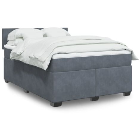 vidaXL Sommier à lattes de lit et matelas Gris foncé 140x190cm Velours
