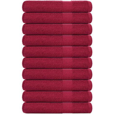 vidaXL Serviettes 10 pcs bordeaux 100x200 cm 360 g/m² 100% coton
