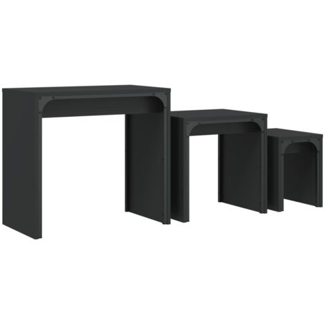 Tables basses gigognes 3 pcs noir bois d'ingénierie vidaXL (1/5)