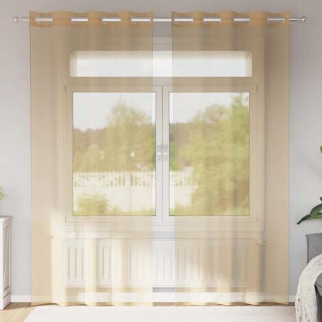 vidaXL Rideaux en voile avec œillets 2 pcs sable (1/5)