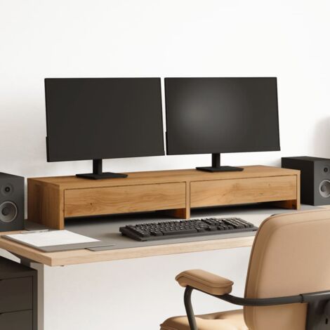 Support de moniteur et tiroirs chêne artisanal bois ingénierie vidaXL
