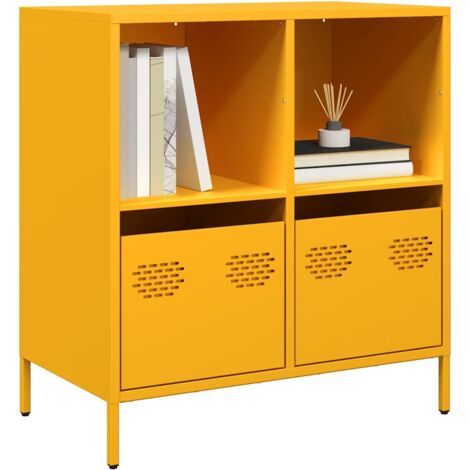 vidaXL Buffet jaune moutarde 68x39x73,5 cm acier laminé à froid (1/5)