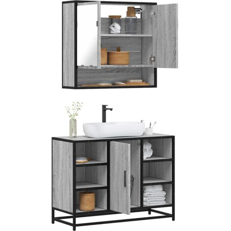 Ensemble de meubles de salle de bain 2 pcs Sonoma gris vidaXL