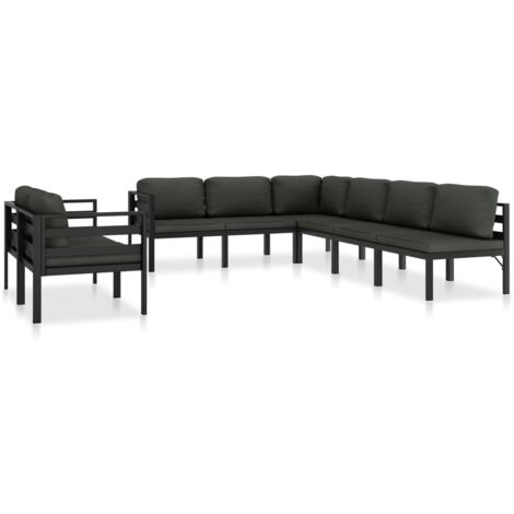 vidaXL Salon de jardin 8 pcs avec coussins Aluminium Anthracite (1/5)