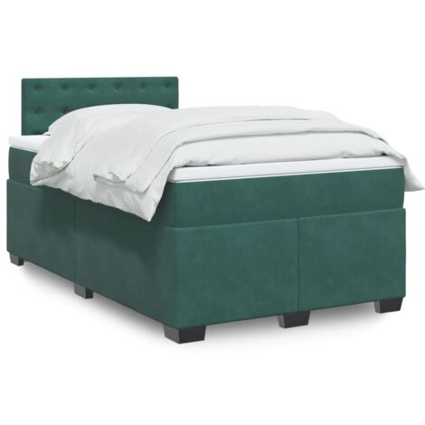 vidaXL Sommier à lattes de lit et matelas Vert foncé 120x200cm Velours