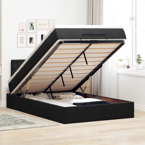 vidaXL Lit ottoman avec matelas noir 120x190 cm velours (1/5)
