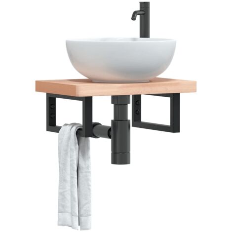 vidaXL Supports d'étagères pour lavabo 2 pcs noir rectangulaire acier