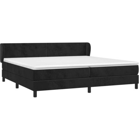 Sommier à lattes de lit et matelas Noir 200x200 cm Velours vidaXL