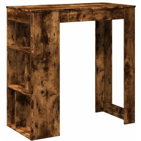 vidaXL Table de bar avec étagères chêne fumé bois d'ingénierie