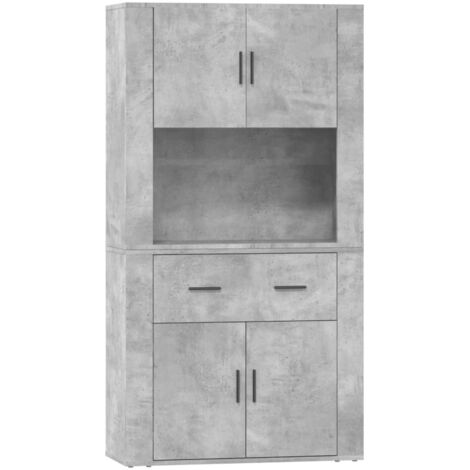 Vidaxl – Buffet haut gris béton en bois d'ingénierie – Dimensions 80 x 33 x 70 cm – Résistant à l'humidité – Grand espace de rangement