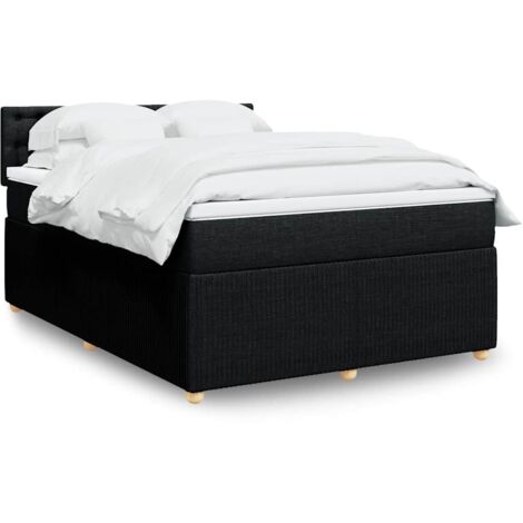 Vidaxl – Ensemble sommier à lattes et matelas 160x200 cm – Matelas à ressorts ensachés – Tissu noir – Surmatelas amovible pour confort optimal (1/6)