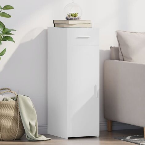 Vidaxl – Buffet blanc 30x42,5x93 cm en bois d'ingénierie – Grand espace de rangement avec tiroir – Résistant à l'humidité – Facile à nettoyer (1/5)