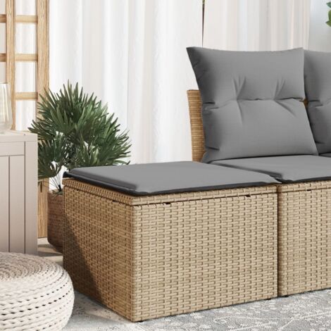 vidaXL Garden Stool with Cushion Beige 55x55x37 cm Poly Rattan (1/5)