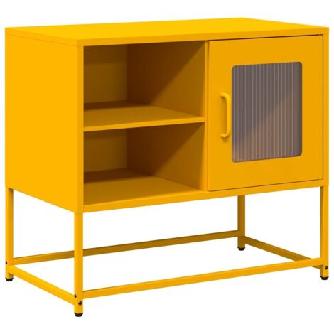 vidaXL Meuble TV jaune moutarde 68x39x60,5 cm acier (1/5)