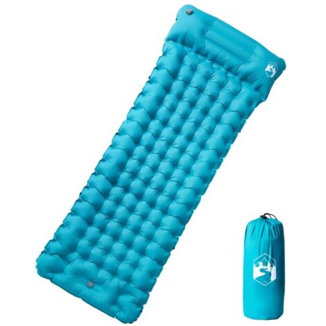 Matelas de camping autogonflant avec oreiller 1 personne bleu vidaXL
