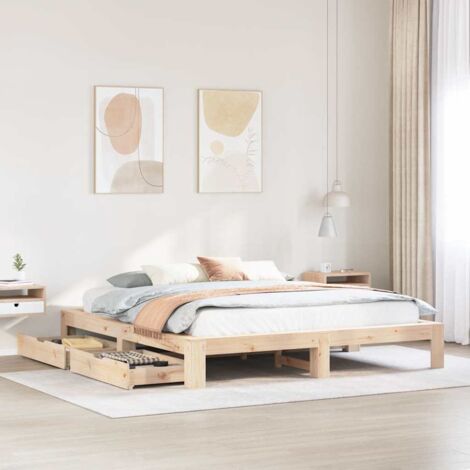 Cadre de lit sans matelas 200x200 cm bois massif de pin vidaXL (1/7)