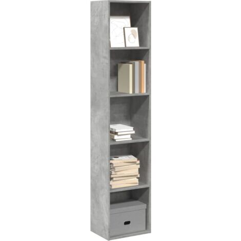 Vidaxl – Bibliothèque gris béton 40x30x189 cm en bois d'ingénierie – Compartiments ouverts pour magazines et livres – Facile à entretenir