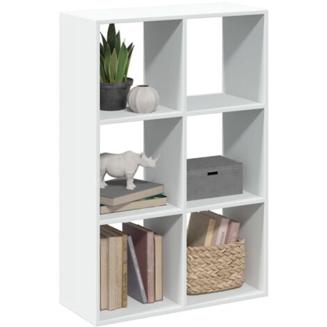 Vidaxl – Étagère séparatrice de pièce blanche 69,5x29x103,5 cm – Bois d'ingénierie – 6 compartiments – Capacité 80 kg – Assemblage requis