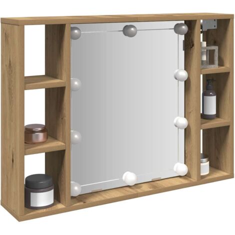 Armoire à miroir avec LED chêne artisanal 76x15x55 cm vidaXL