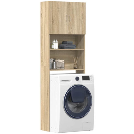 Vidaxl – Meuble machine à laver chêne sonoma – Bois d'ingénierie résistant à l'humidité – Design compact pour petits espaces – Grand espace de rangement