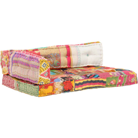 Coussin de canapé palette Multicolore Tissu Patchwork vidaXL