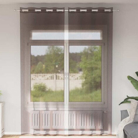 vidaXL Rideaux en voile avec œillets 2 pcs marron 140x300 cm