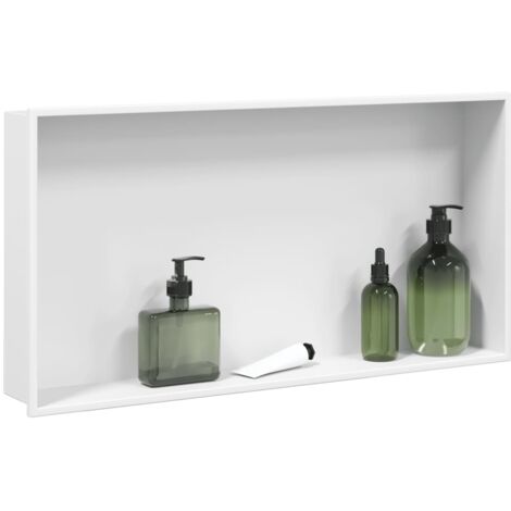 Vidaxl – Niche de douche encastrée 62x32x9 cm – Acier inoxydable blanc mat – Résistante à la corrosion pour environnements humides