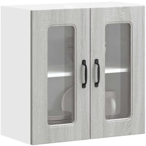 vidaXL Armoire murale de cuisine avec porte vitrée "Kalmar" Bois d'ingénierie gris Sonoma (1/5)