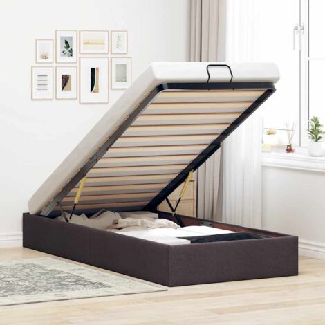 Cadre de lit ottoman sans matelas marron foncé 80x200 cm tissu vidaXL (1/5)
